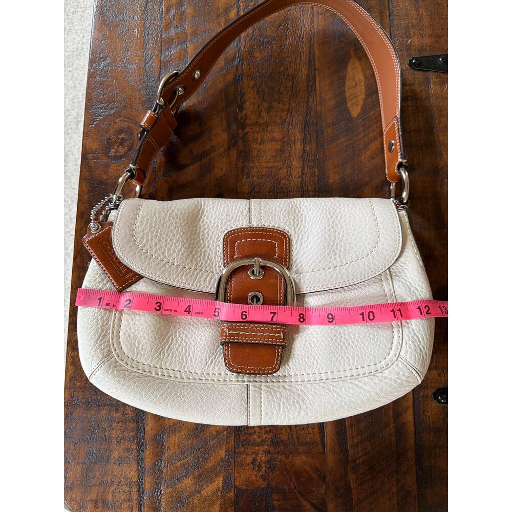Coach Hampton Soho Satchel Purse Ivory Pebbled Leather Y2K Old Money 90s Luxury - Picture 7 of 12